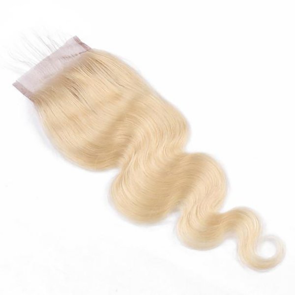 European 613 Blonde 4x4 Lace Closures Virgin Human Hair