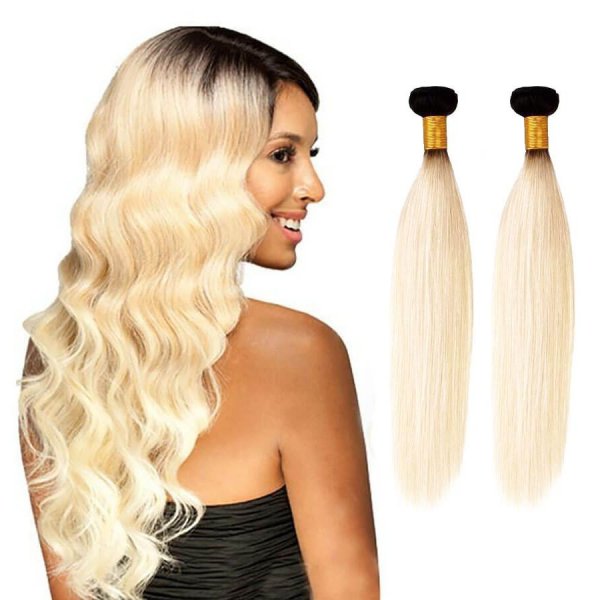 Heaven Sent Hair 1B/613 Blonde Human Hair Extensions 2 Bundle Deals